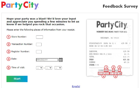 Party City Feedback Survey